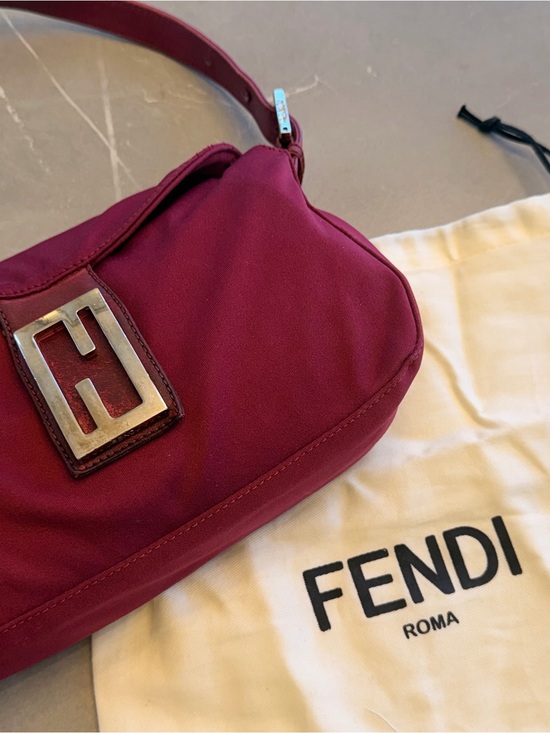 Fendi Handbags - Fendi Wine Red Shoulder Bag with Signature 'F' Hardware